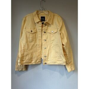 French Dressing Jeans Women's Yellow‎ Stretch Twill Jacket Size XL